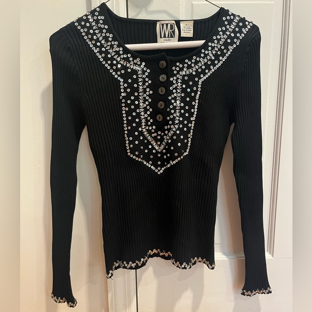 WR Studio Tight Fitting Sweater with Sequins